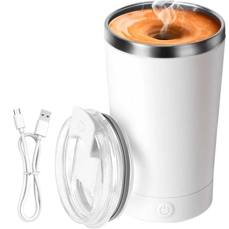 

ABKP-электрическая кофейная кружка для перемешивания, кружка для самостоятельного смешивания, 400 мл, чашка для автоматического смешивания из нержавеющей стали, подходит для кофе, молока