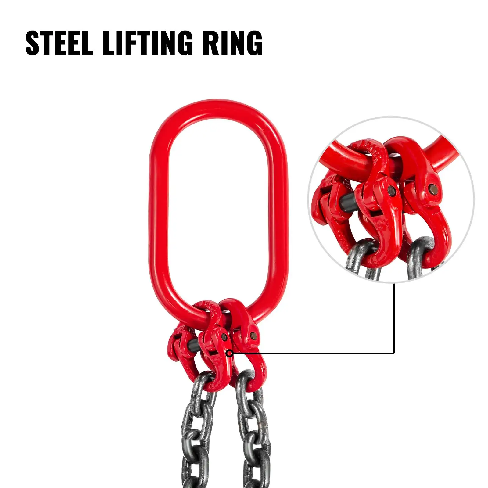 Chain Sling 3/8 Inch x 5 Ft 2 Leg Grade 80 for engine Hoist Lifting Chain with Grab Hooks 11000 Lbs 5 Ton Capacity