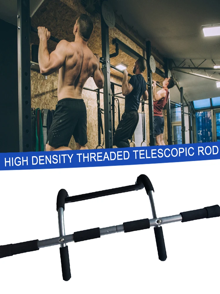 Door Mounted Bar Max Limit 100KG Fitness Workout Bar Steel Fitness Trainer Multi-Grip Strength with Padded Handles for Home Gym