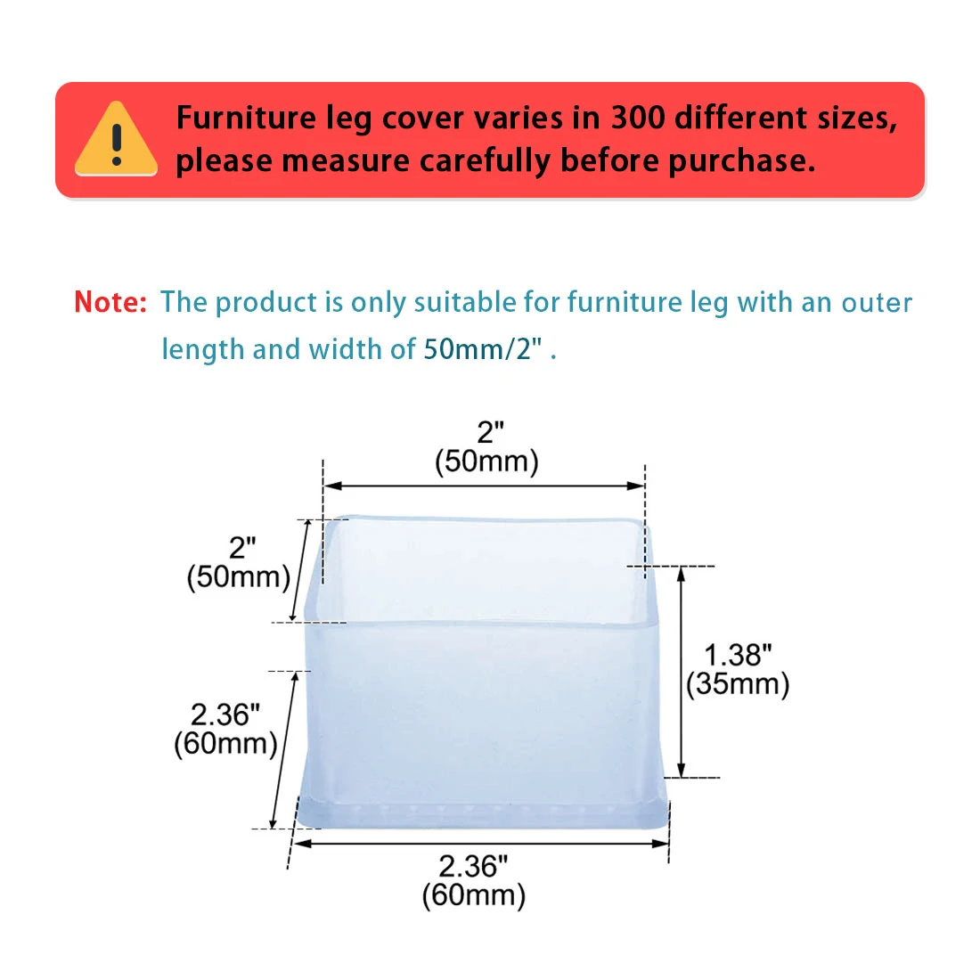 8Pcs Clear PVC Table Leg Caps End Tip Feet Cover Furniture Slider Floor Protector 2