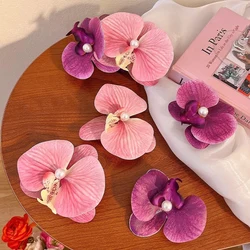 Orchid Hair Clip For Woman Artificial Flower Hairpins Cute Wedding Party Side Clip Hair Accessories Gifts