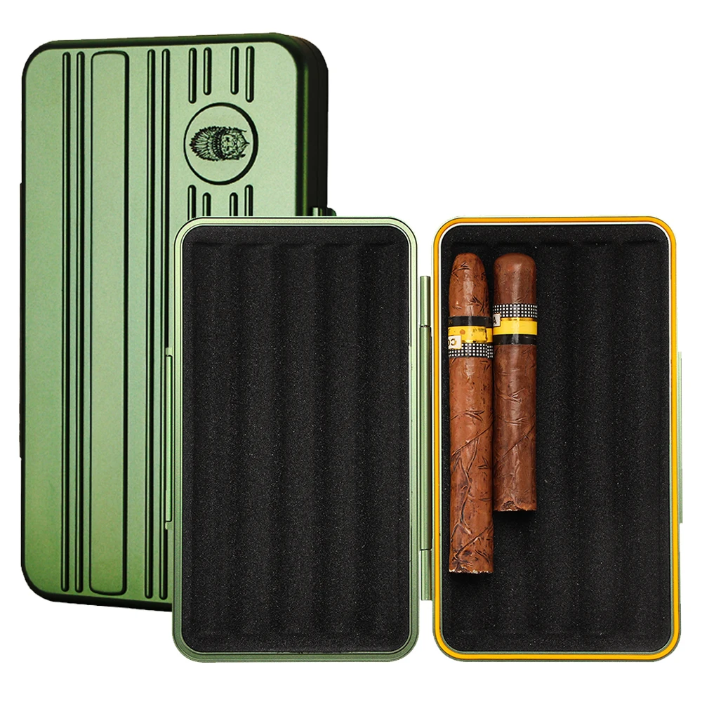 LUBINSKI Humidor Metal Travel Luxury Cigar Case Portable Classic Cigar Humidor Box