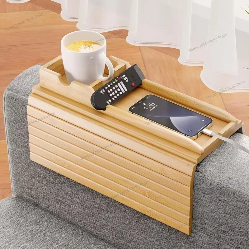 Wooden sofa tray, lazy sofa armrest tray, portable foldable sofa tray, square wine tray