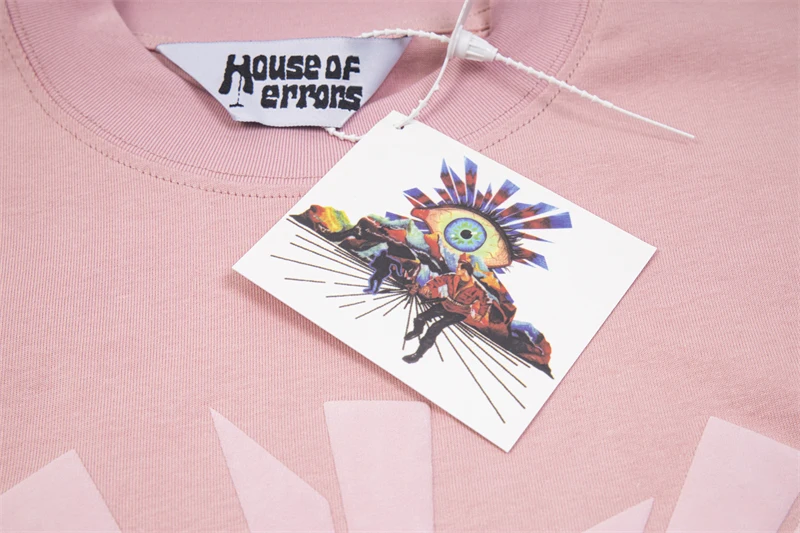 House of Errors Short Sleeve Tshirts High Quality Foam Printed Casual Men's Women's Couple Loose Cotton T-shirt