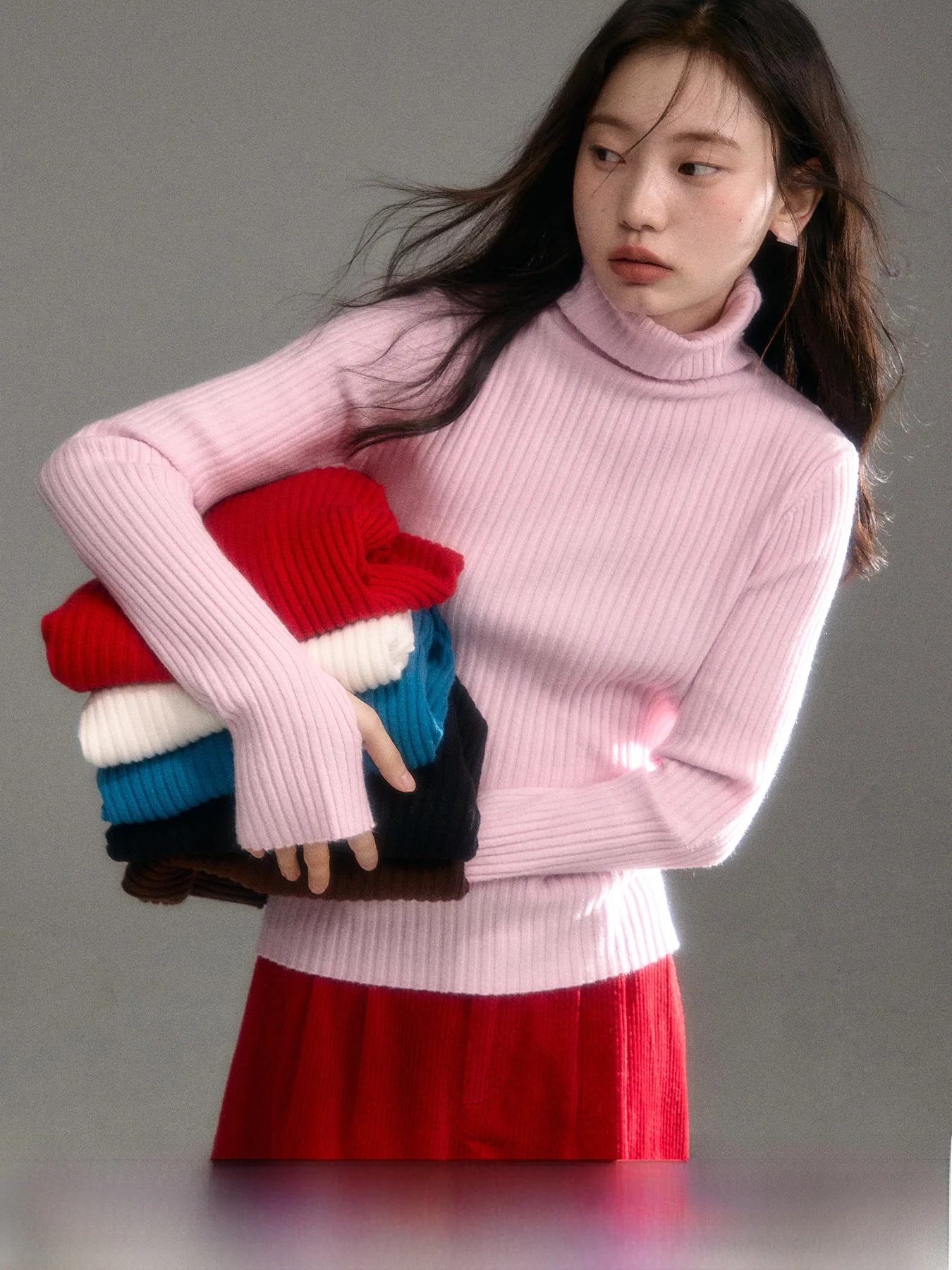 

Мягкий вязаный свитер с высоким воротником и дизайном рукавов-перчаток, повседневный облегающий топ для женщин U Are Sli Design