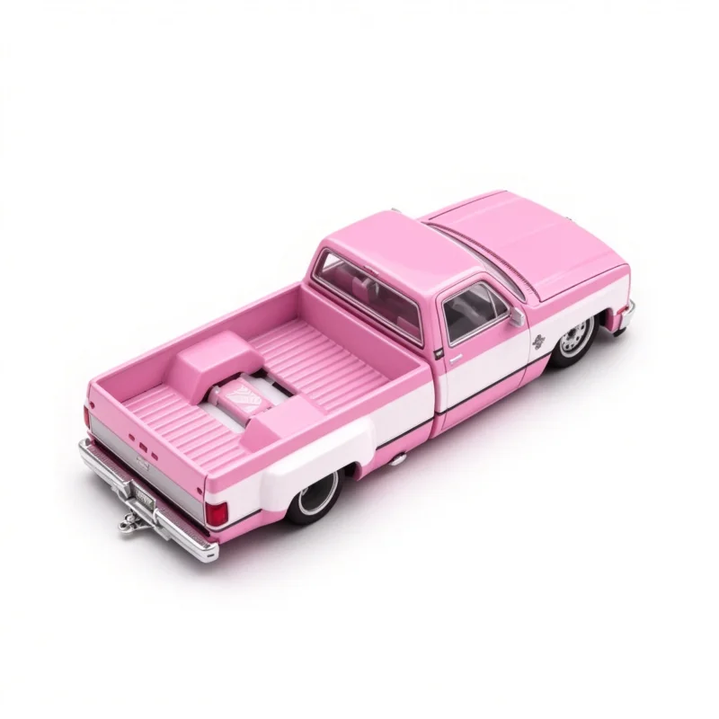 Kaido GT 1:64 Scale Diecast Pickup Truck Model Pink White Modified Alloy Car Simulation Low Body Vehicle Desktop Toy Gift