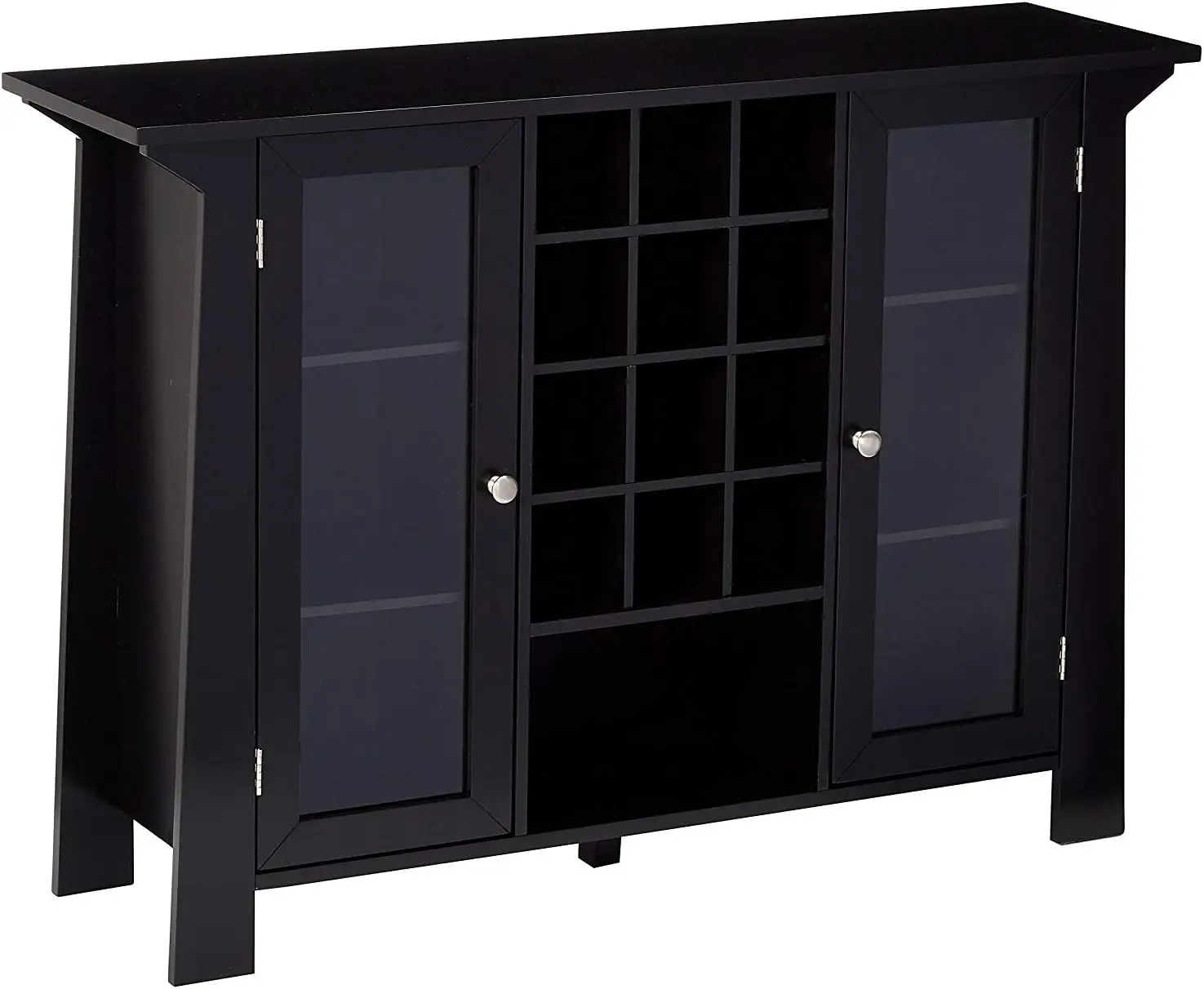 와인 보관함이 있는 마타누스카 우드 뷔페 바 캐비닛, 블랙