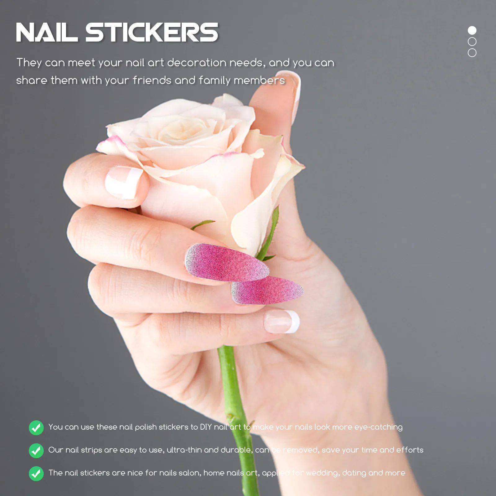 

5 Sheets Full Wrap Nail Stickers Easy Apply Remove Nail Art Decals for Salon Home Decor Medium Press on Nails Design