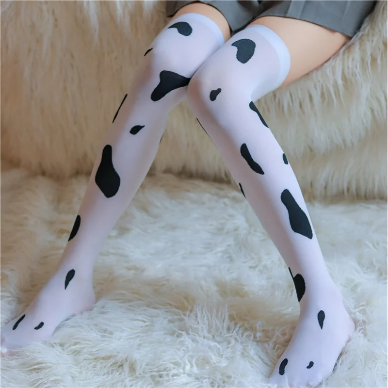 Cow Sexy Stockings Long Tube Milky White Spot Socks High-Top over-the-Knee Underwear