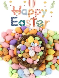 100Pcs Easter Eggs 1.8-4cm Colorful Foam Simulated Spotted Pigeon Eggs for DIY Wreath Decoration