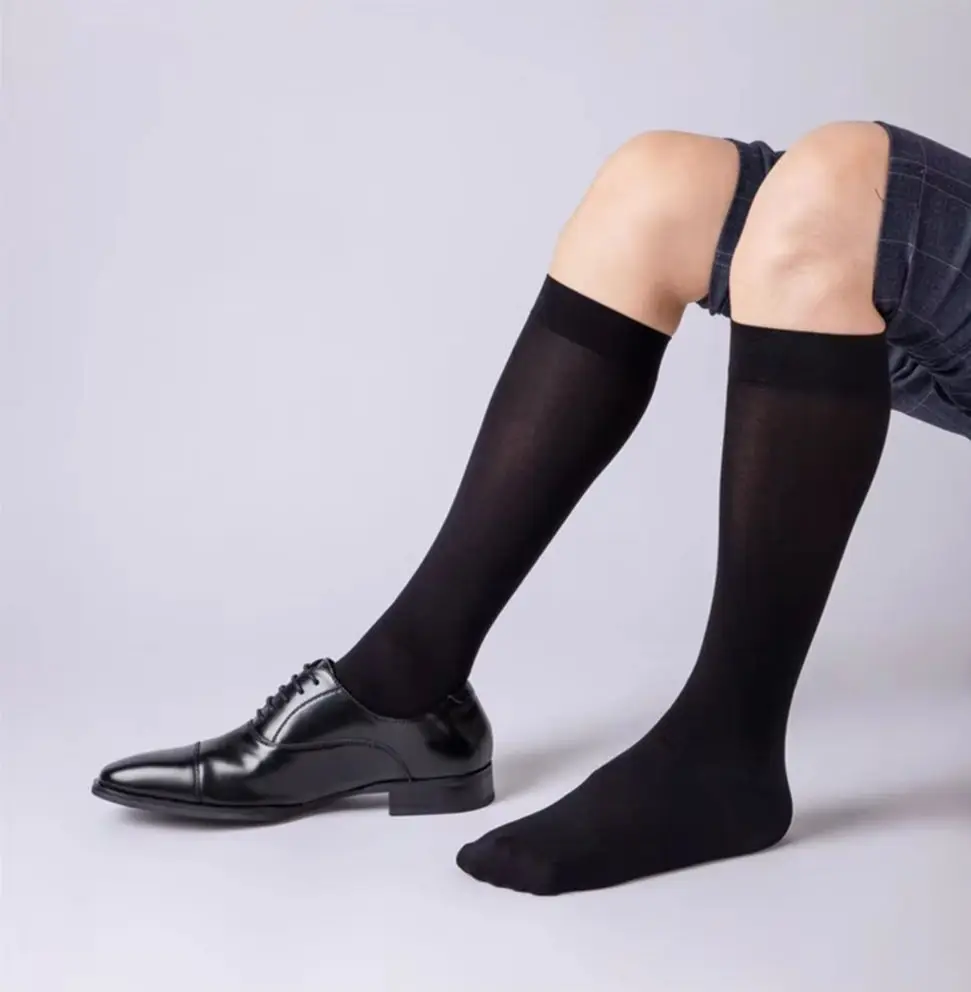 

Summer Men's See Through Business Dress Socks Ultrathin Elastic Stockings Man Casual Breathable Middle Tube Sock
