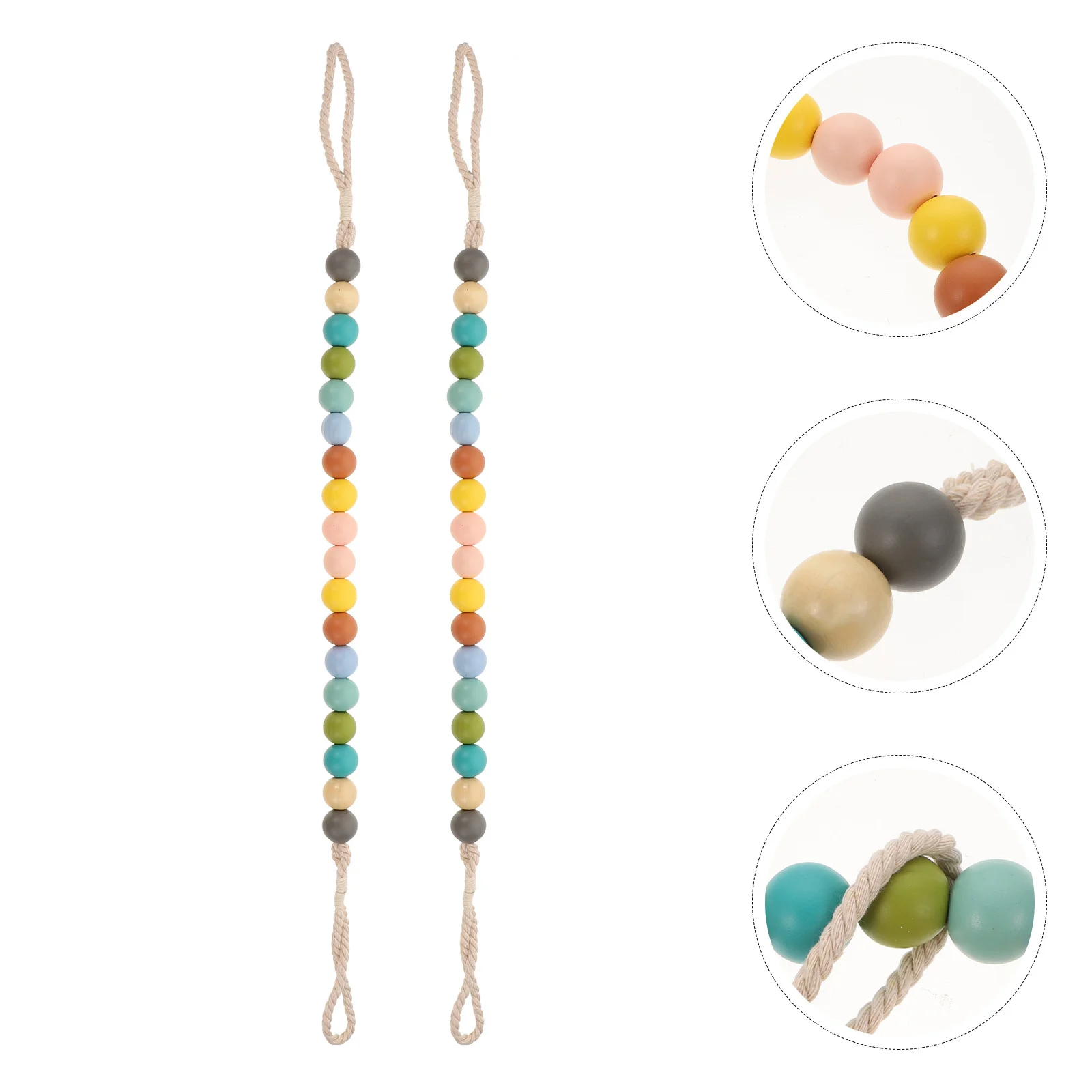 

2pcs Wooden Bead Curtain Tiebacks Home Decor Simple Curtain Holders For Living Room Bedroom Office Window Accessories Strap