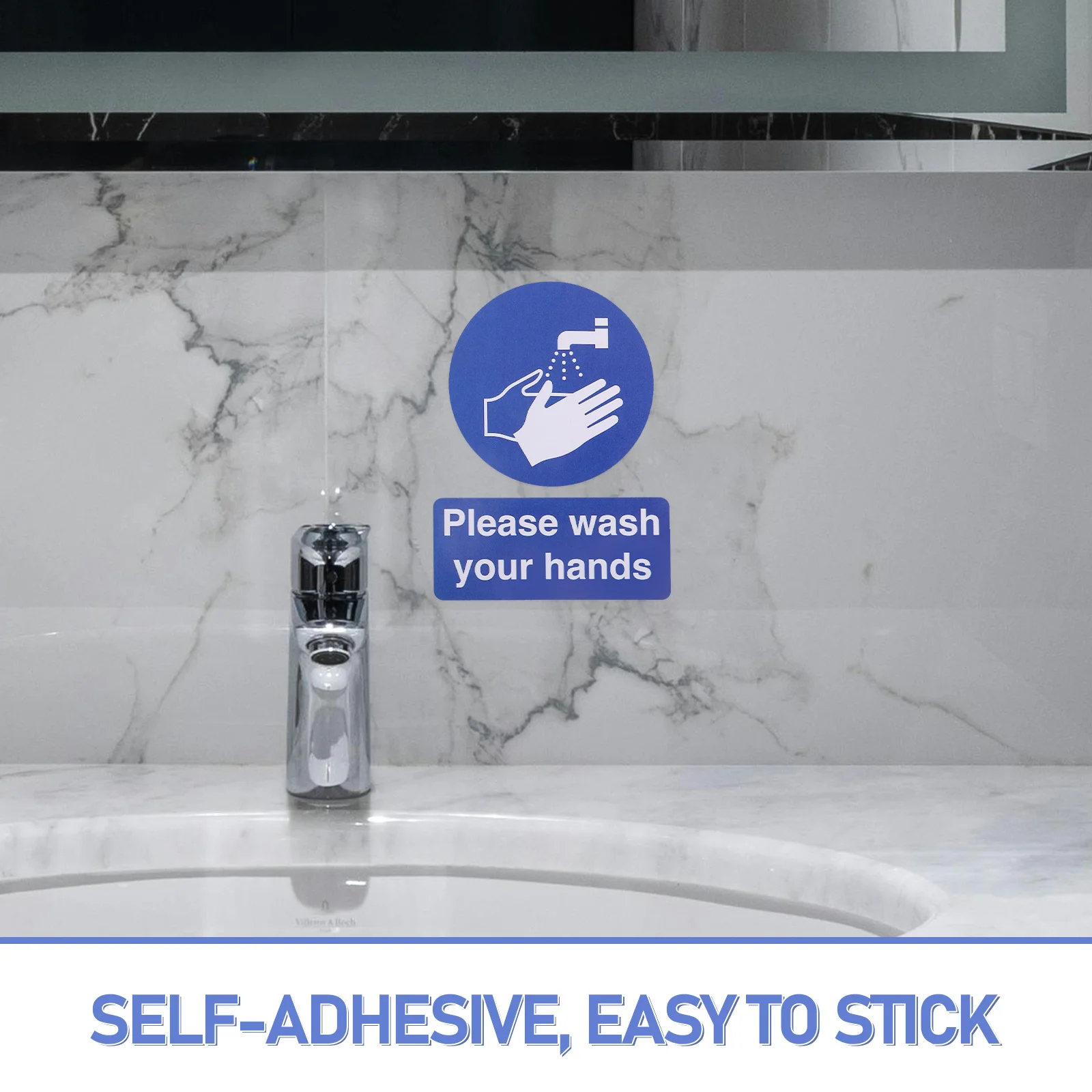 Wash Hand Washing Stickers Sign Protection Signs Label Please Your Hands Dark Masking Bathroom Warning