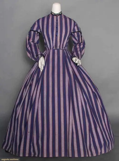 1860s Victorian Civil War Purple Striped Dress Cosplay Costume Victorian Retro Princess Ball Gown Women Halloween Clothing