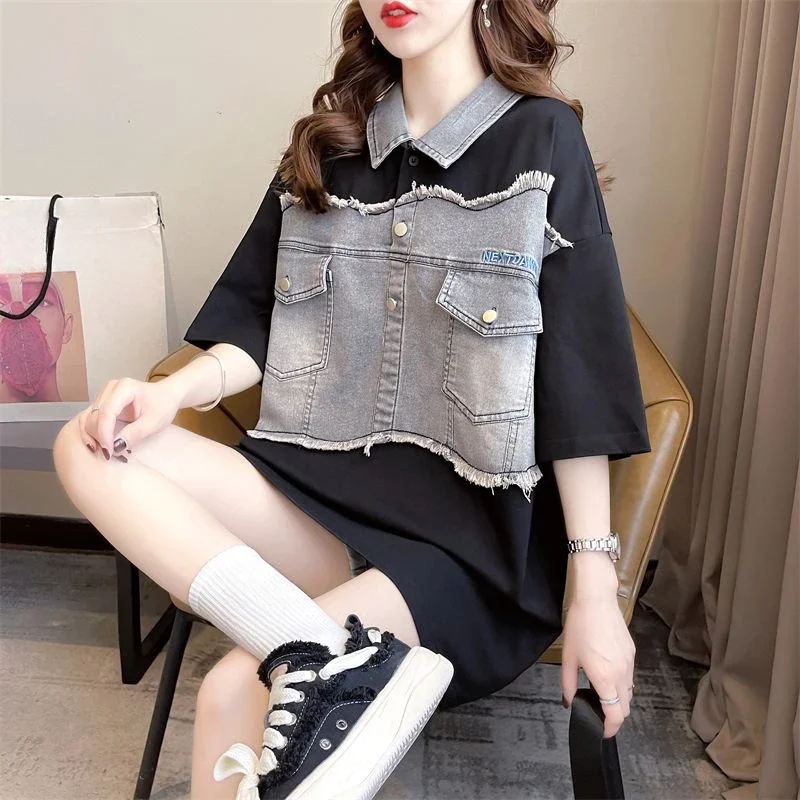 Women's Polo Shirts Graphic Female Tee Button Short Sleeve T-shirt Cheap Clothes Original Pulovers Aesthetic Polyester T-shirts