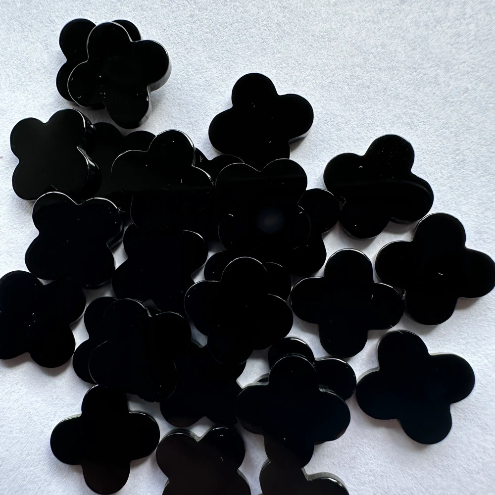 

50pcs Per Lot 6x6mm-18x18mm Flower Shape Beads Loose Natural Onyx Gemstone Black Agates Cabochons Stone Semi-Precious Penden