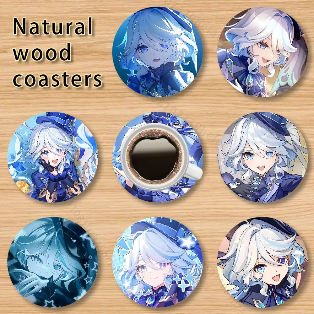 

Genshin Impact furina Wooden Cup Mats Combo Decora Glass Cup Coaster Home Kitchen Decora Gift