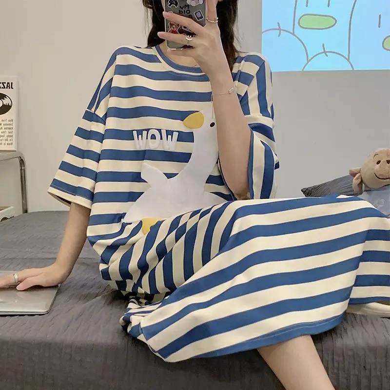Plus Size 6XL 150KG Women Spring Long Sleeve Sleep Dress Sweet Plaid NightGowns Women Casual Nightwear
