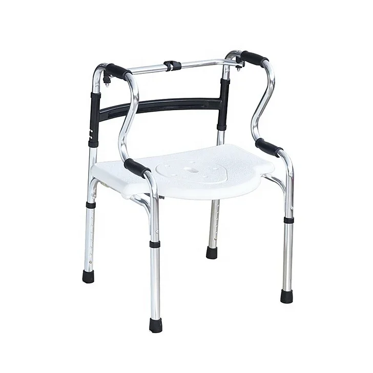 Aluminum shower chair with handrail, small bathing seat with armrest secure hand for the disabled old patient