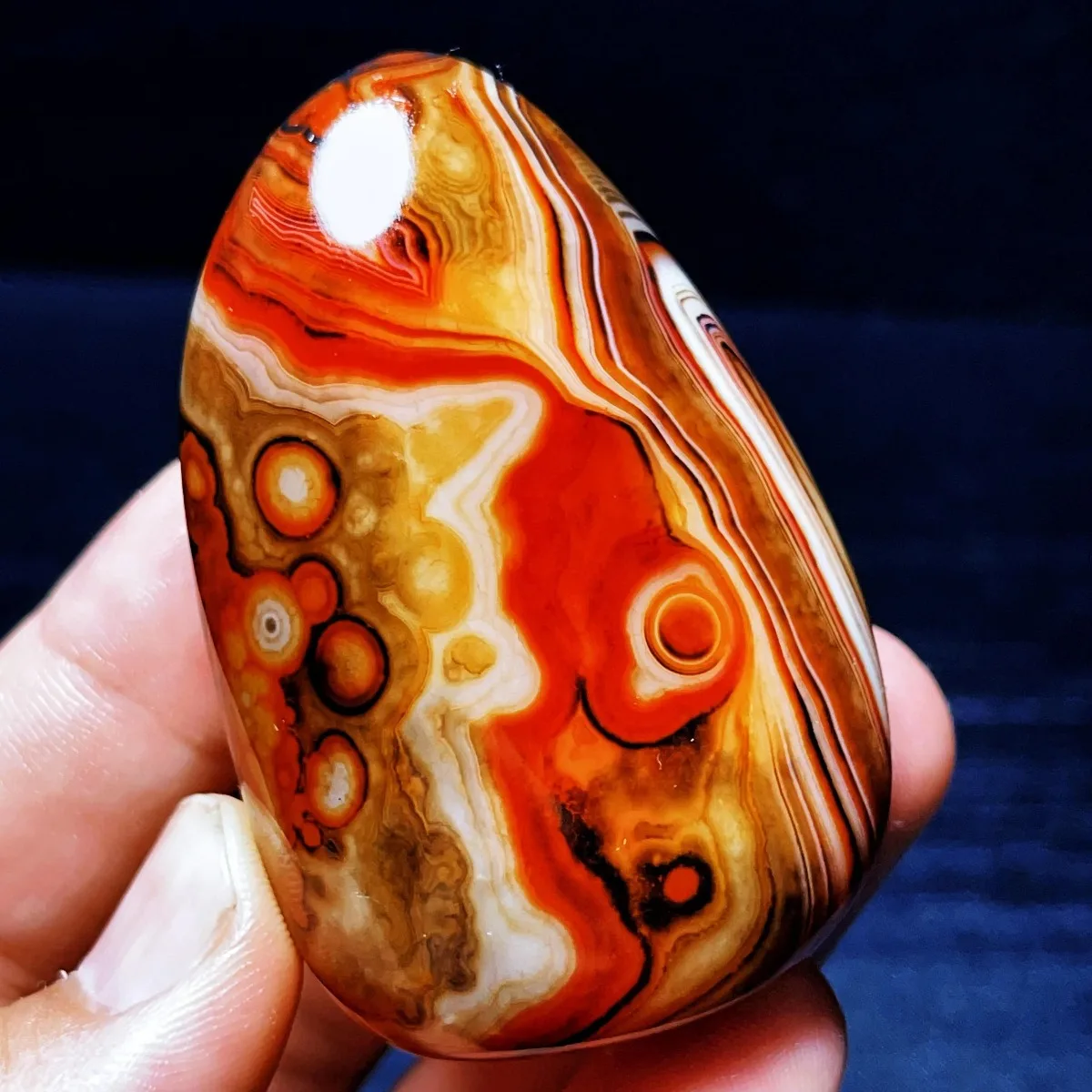 4PC Color Gradient Banded Agate Palm Stone, Tumbled Polished, Rainbow Color, Home Decor, Natural Stone, Crystal Collection