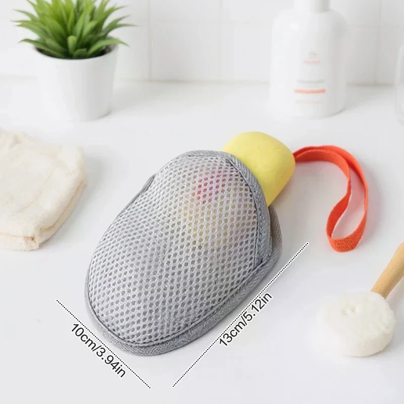 كيس الصابون على الوجهين الجسم التقشير الغسيل الإسفنج حمام التطهير رغوة صافي الحمام شبكة الصابون الجيب #5