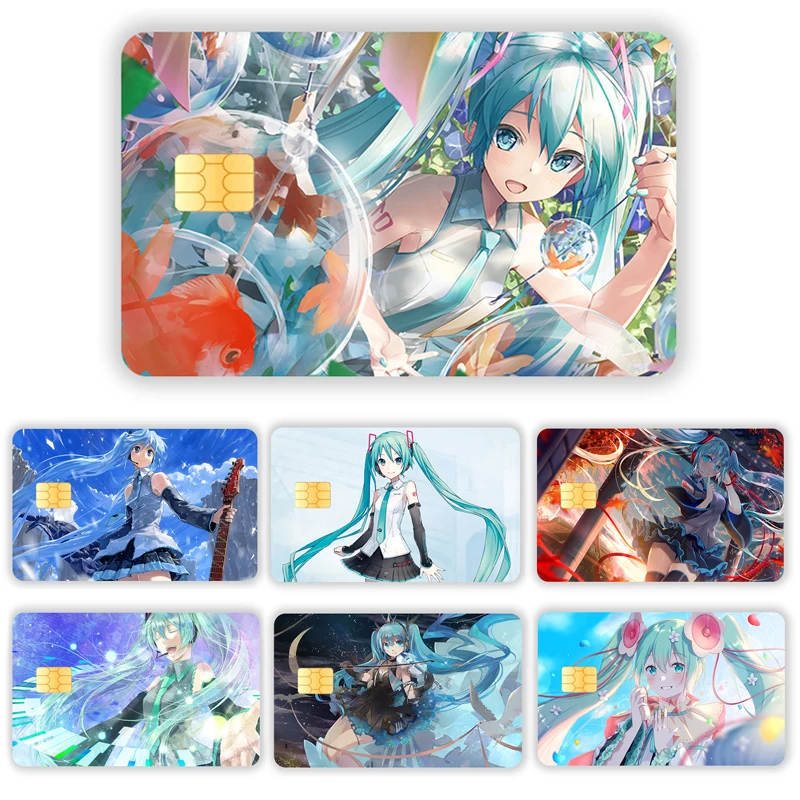 Kawaii Hatsune Miku Pvc Sticker Miku Waterproof Anime Film Tape Skin for Credit Card Debit Card Sticker Decal Gifts