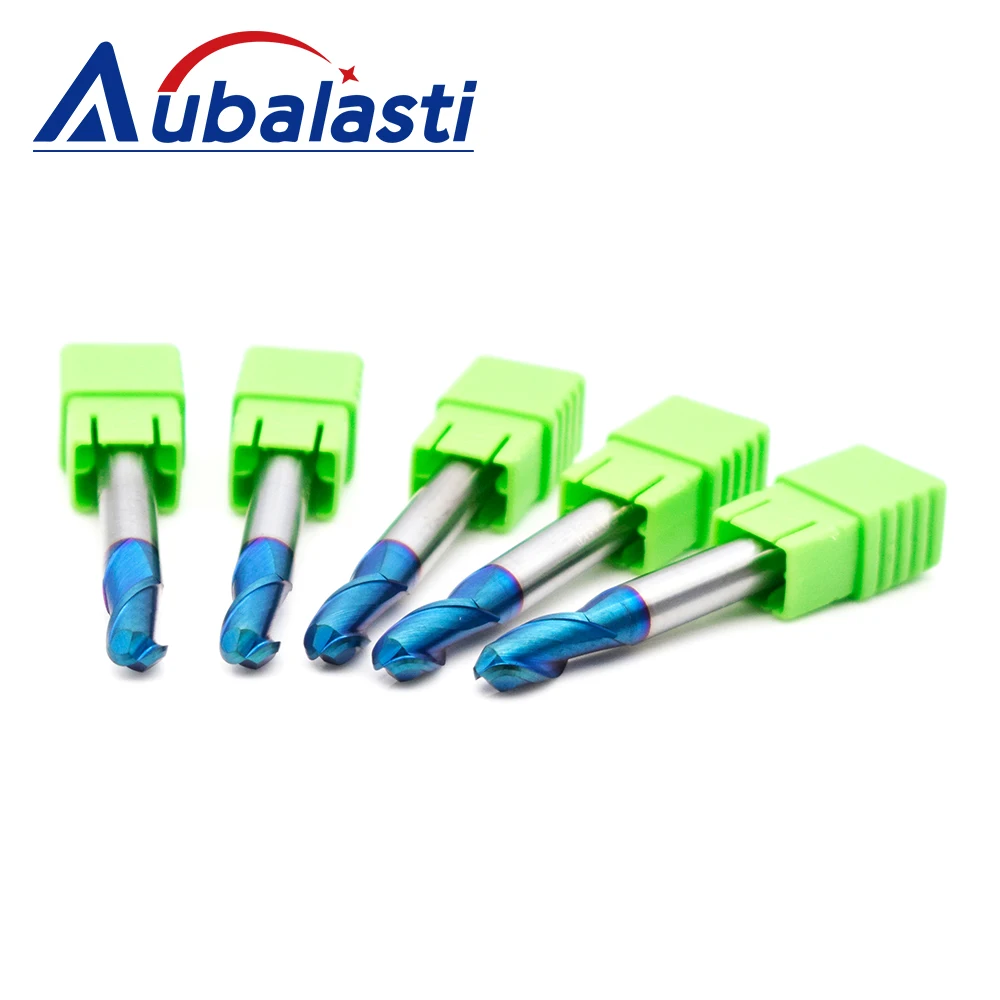 Aubalasti HRC65 2 Flutes Ball Nose End Mill Milling Cutter CNC Router Bits Tools CNC Milling Cutter Bits for Metal Cutting