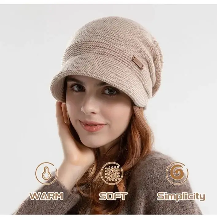 Winter Velvet Stacked Hat Women's Outdoor Warm Hooded Hat Wide Brim Show Face Small Ear Protection Fashion Moon Hat