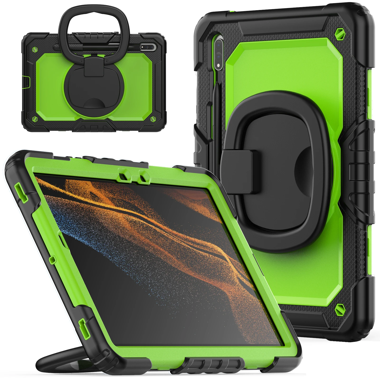 Funda giratoria para Samsung Galaxy Tab S9 FE S8 S7 SM-X710 X716 X510 X516 X700 X706 T870 T875 11 pulgadas cubierta resistente mango agarre