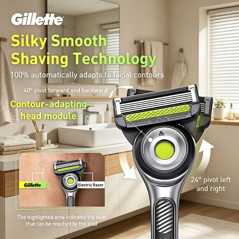 Afeitadora Gillette A5111JGN con Cuchilla de 5 Capas, Mango Antideslizante, Cuchilla para Afeitado Profundo, Elimina la Piel Muerta y el Exceso de Grasa