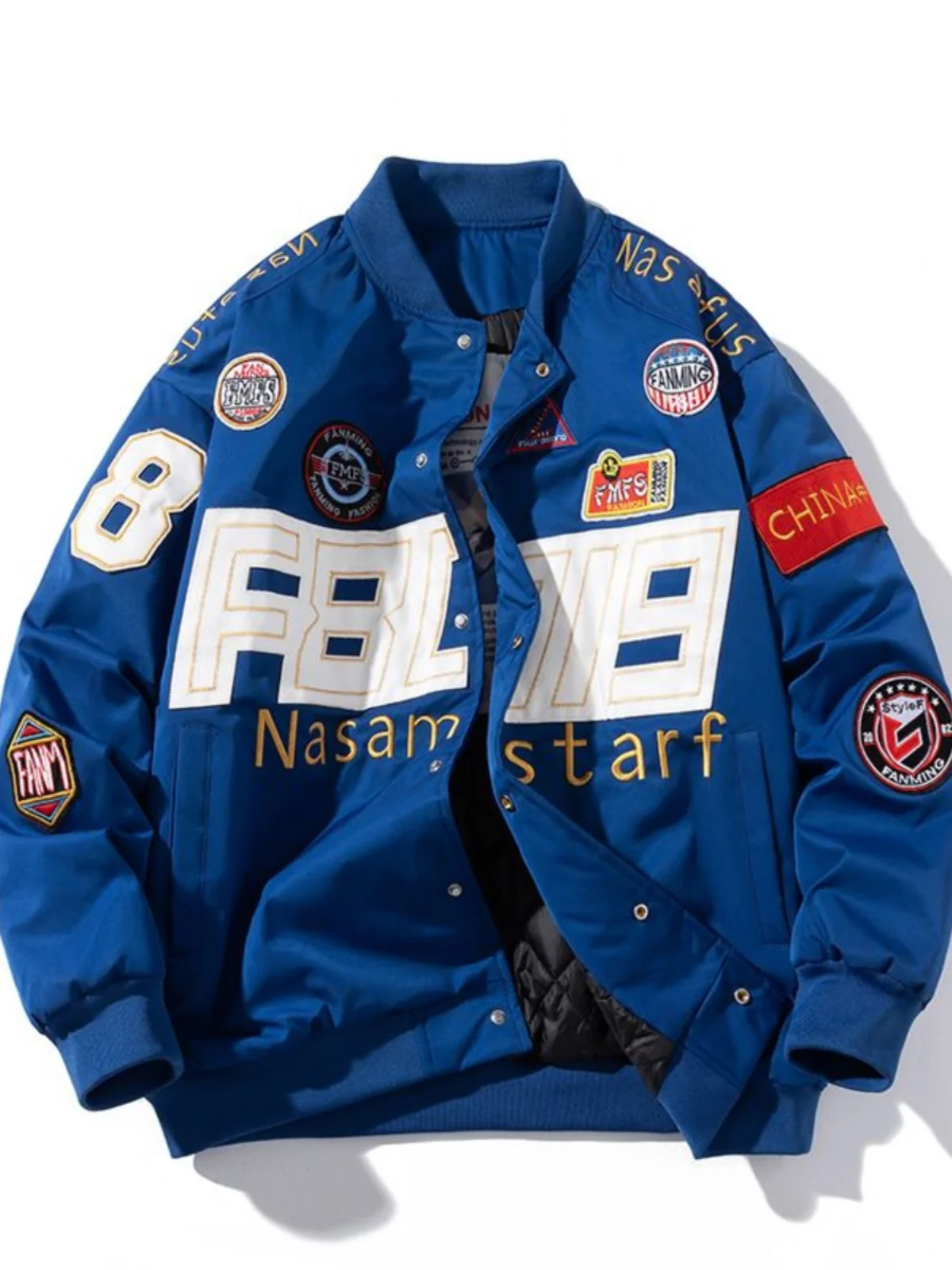 

Thiened Motorcycle Sle Jaet Men's Spring Autumn Couple's American Baseball Coat Cotton Clothes M Faion Outerwear