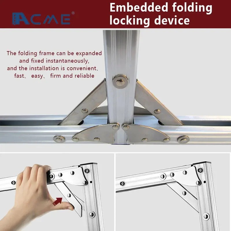 135 inch foldable projector screen with aluminum alloy stand fast folding projection