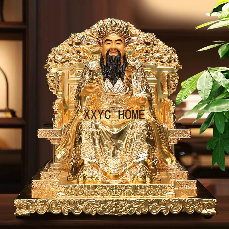 Copper Gilded God of Wealth Decoration Home Worship God of Wealth Statue Fortune Decoration