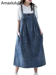 AmaxluluE 2025 Summer Women Fashion Oversized Sleeveless Denim Dresses Loose Long Clothes Classic Luxury Casual Vintage Vestidos