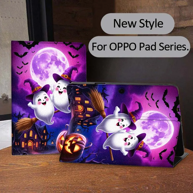 حافظة تابلت بأنماط فنية للهالوين لهاتف OPPO Pad 2 3 4 11 SE X Air 2 Neo Pro 12.1 10.36 11 11.4 13.2 بوصة