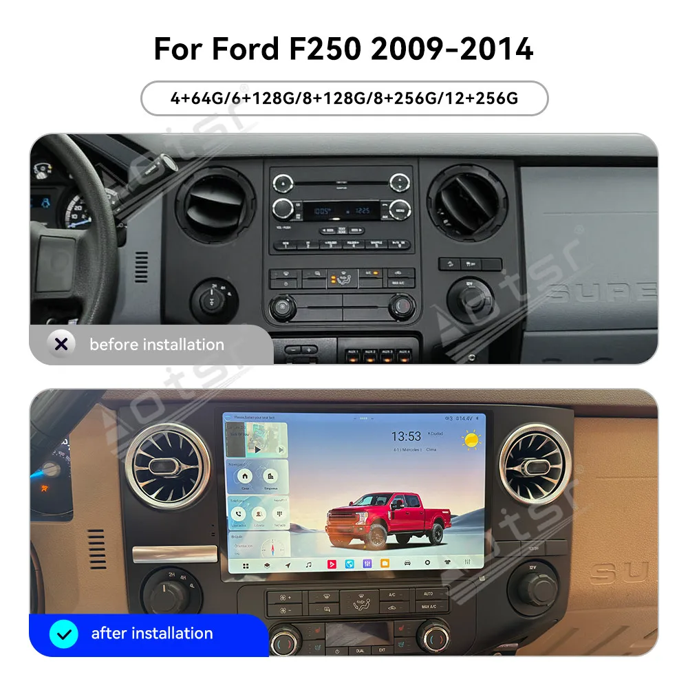 

Android 15 12.5 Inch Touch Screen Car Radio For Ford F250 2009-2014 Car Multimedia Video Player GPS Navigation Carplay Unit DSP