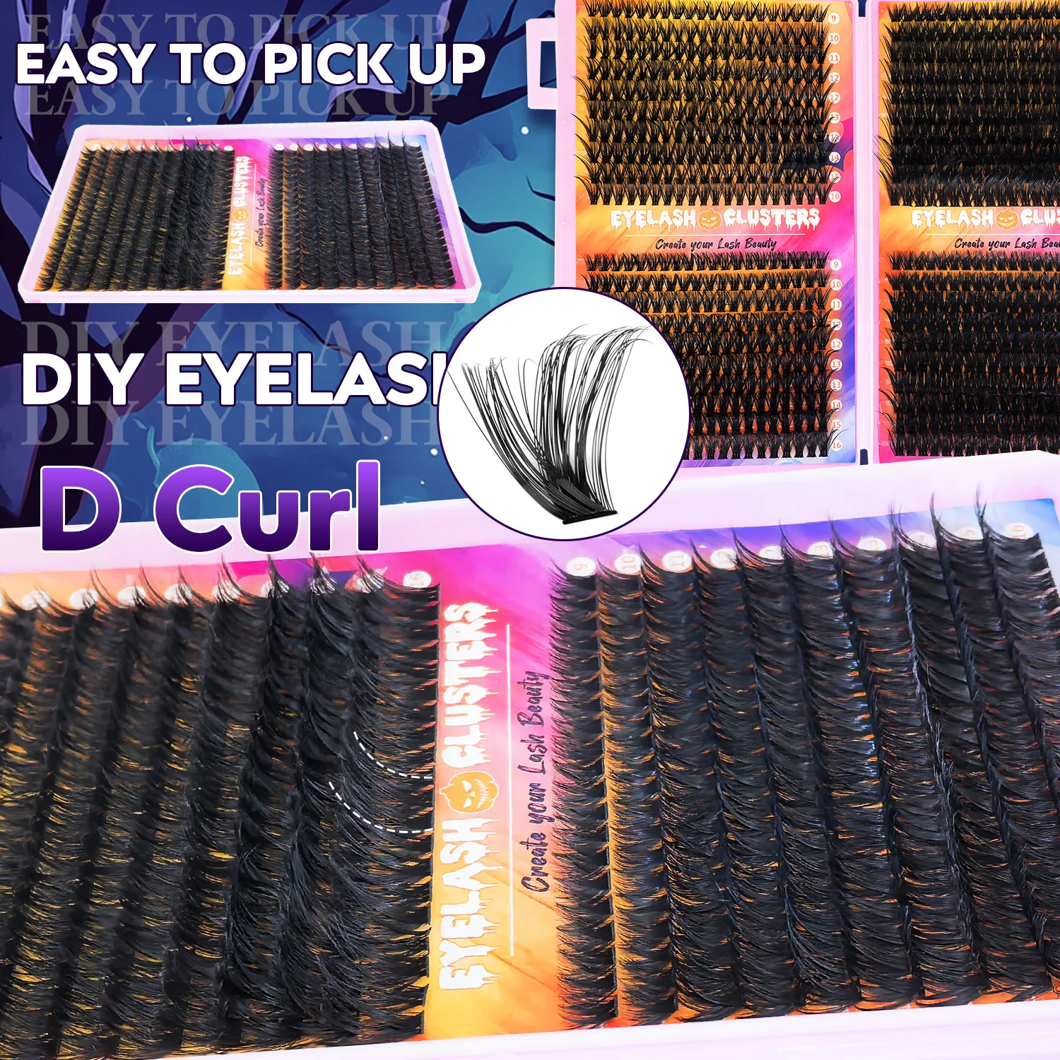 Eyelash Extension Kit, 1 Box Black Individual False Eyelashes with Eyelash Bond Glue & Remover & Tweezers for Eye Make-up