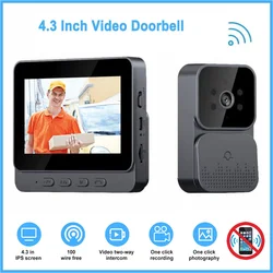 Smart Wireless Video Doorbell 4.3 Inch IPS Screen Infrared Night Vision Two-way Intercom Doorbell Camera for Home Security