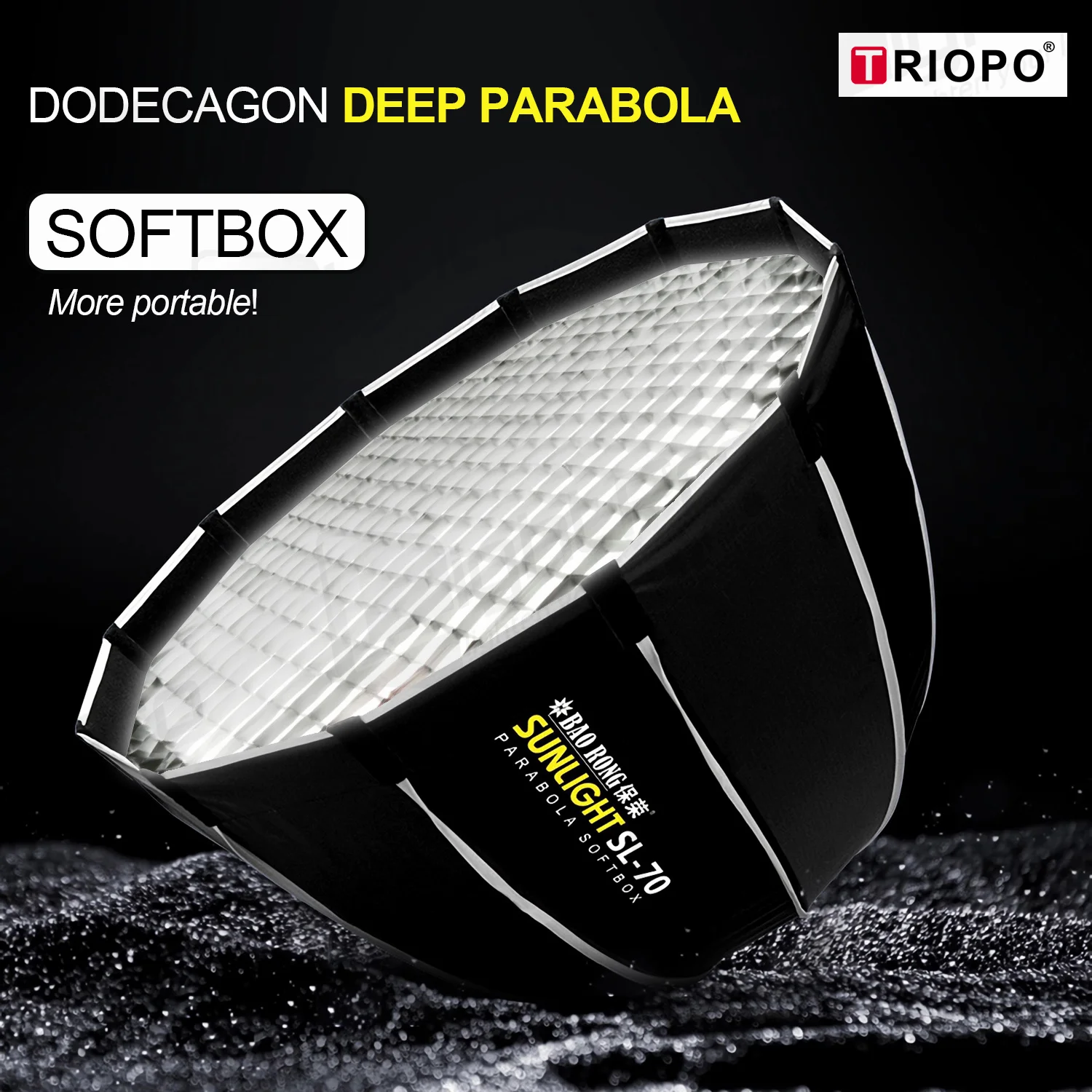 60cm Foldable Deep Parabola Softbox 12 Sided Flipped Lighting Box Bowens Mount Quick Installation Softbox Diffuser