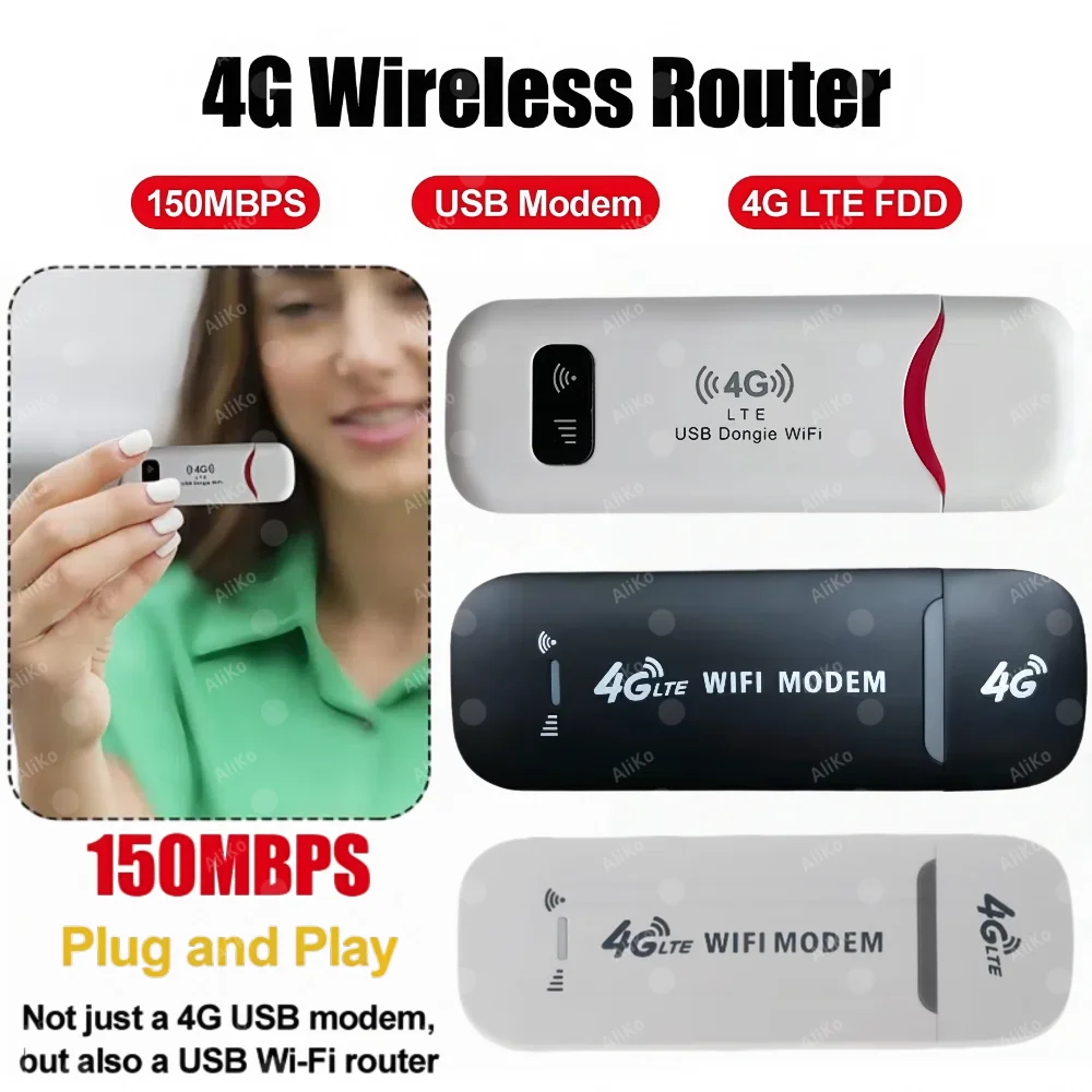 

Wireless LTE WiFi Router 4G SIM Card Portable 150Mbps USB Modem Pocket Hotspot Dongle Mobile Broadband for Home Office WiFi