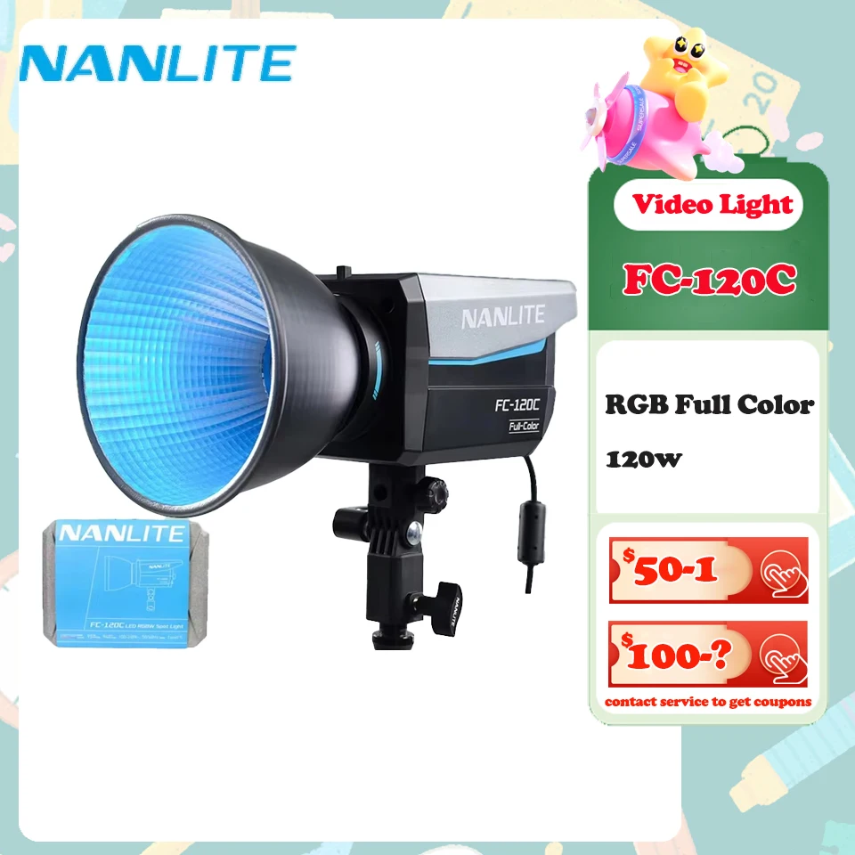 Nanlite FC-120C RGBWW foco de vídeo LED a todo color para fotografía de estudio lámpara de relleno con Control por aplicación NANLINK CRI 95 TLCI 94