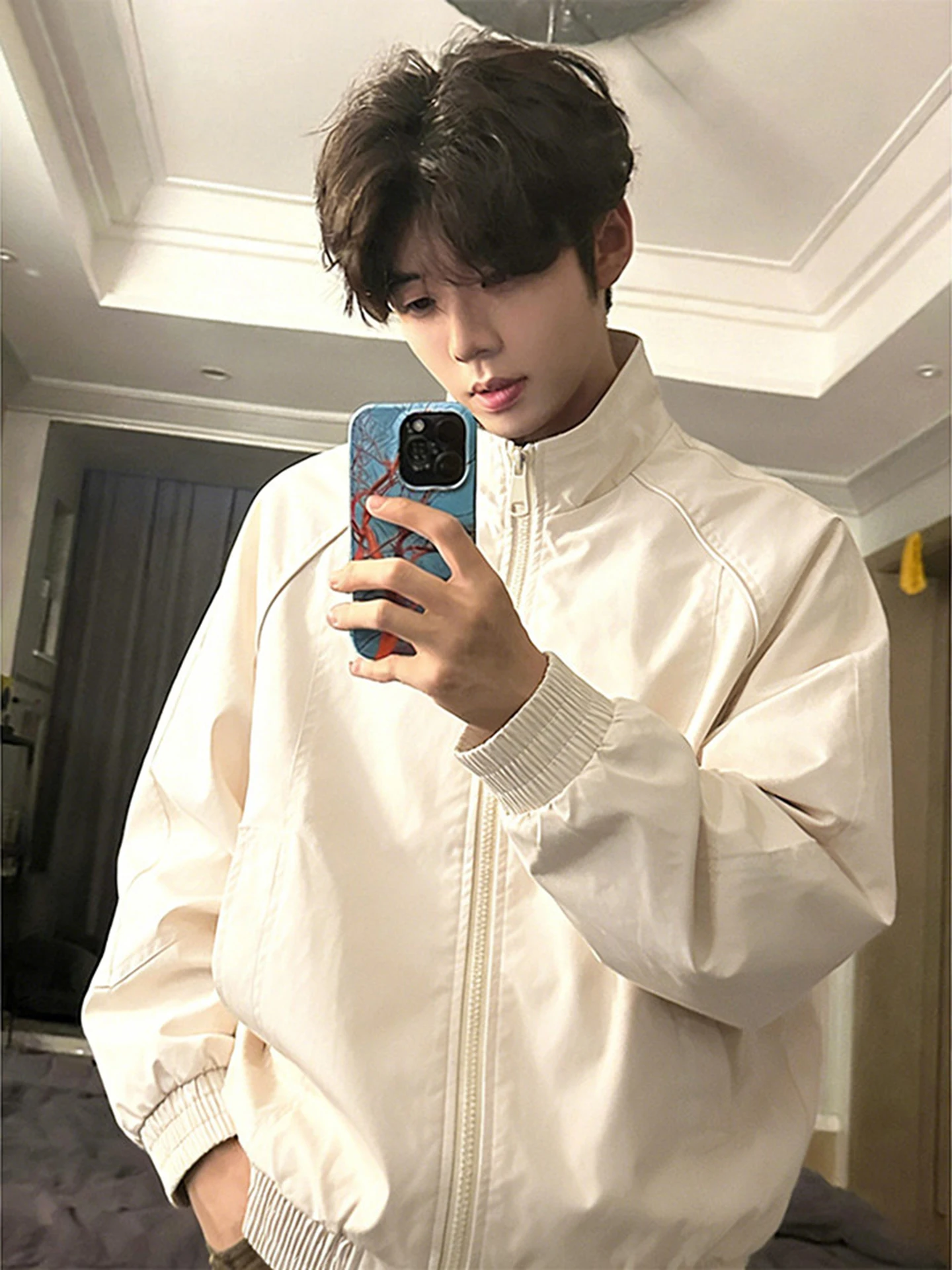 

Corduroy Flight Jaet Men's Spring Autumn ort Sle Stand Collar Baseball Coat Deconstructed Workwear High Street Cool