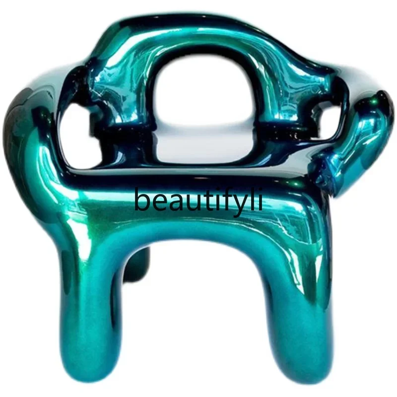 Nordic Creative Light Luxury FRP Electroplating Leisure Chair Modern Art Resin Hollow Personality Single Chair