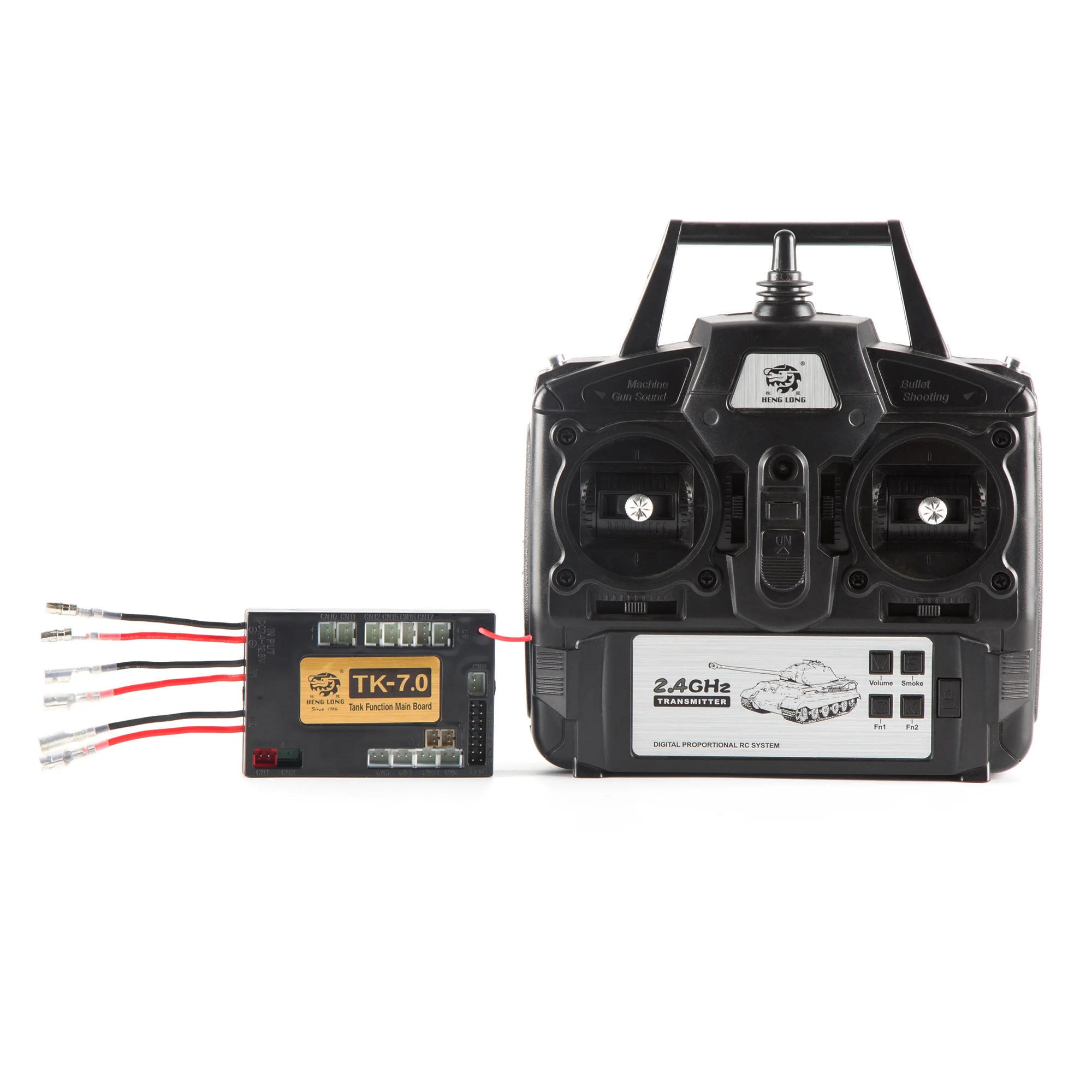 HENG LONG Tank Accessory 2.4GHz 7.0 Remote Controls 7.0 Transmitter Main Board Receiver with M1A2/T90/Tiger 1/Leopard 2 Sound