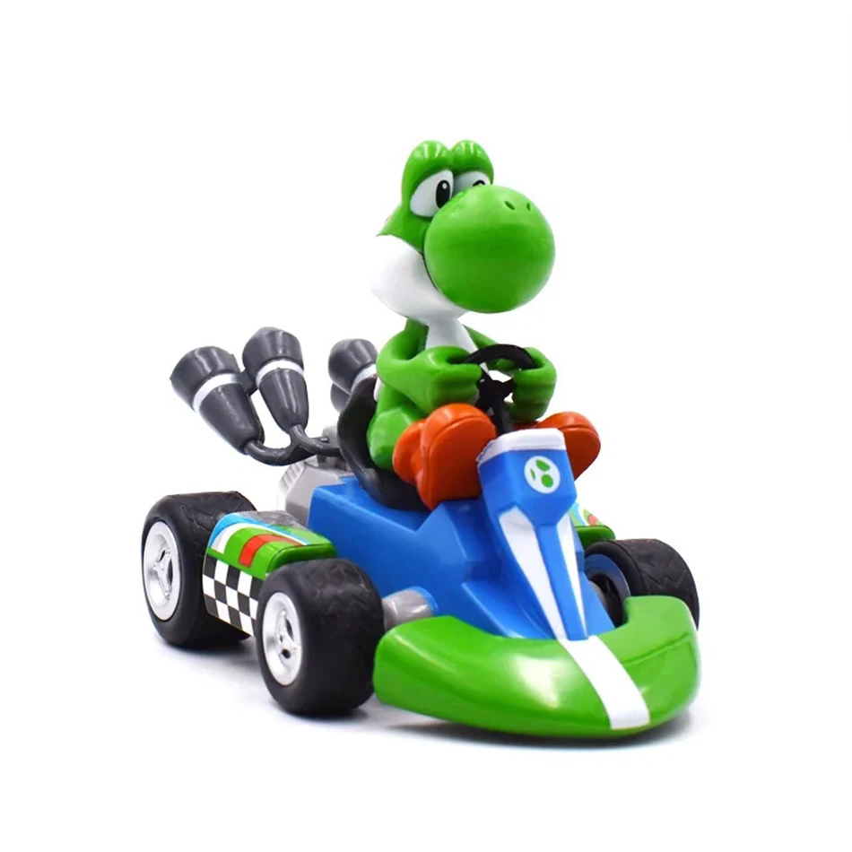 Super Mario Bros Karting Luigi Bowser Princess Peach Yoshi Toad Action Figure Toys Pull Back Car Anime Game Doll Gifts for Kids