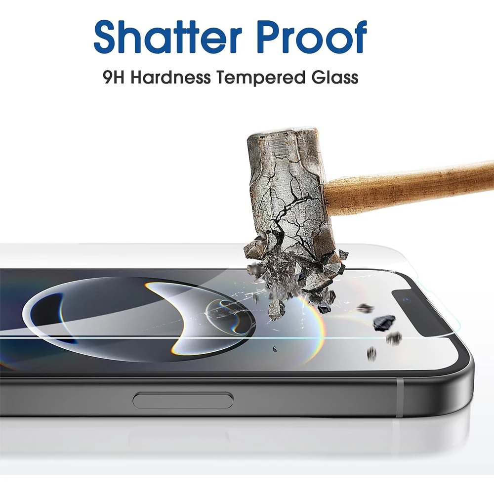 Tempered Glass Screen Protector Cover For iPhone 16e 16 E 15 Pro Max 14 Plus 13 Mini 12 11 Phone Camera Lens Protection Flim