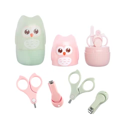 4pcs Baby Nail Trimmer Clipper Scissor File Tweezer Cartoon Baby Nail Care Kits With Owl Box Newborn Infant Safety Manicure Set