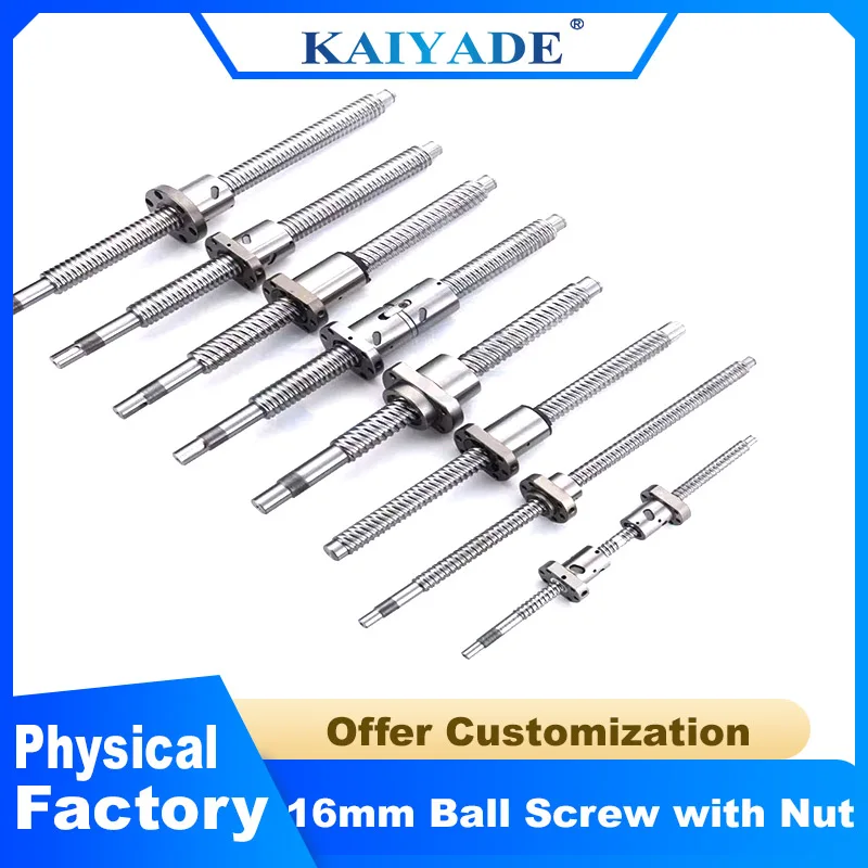 C7 Rolled Ball Screw 16mm SFU1604 SFU1605 SFU1610 SFS1616 SFS1620 with Nut End Machined for CNC Engraver Router Custom Length