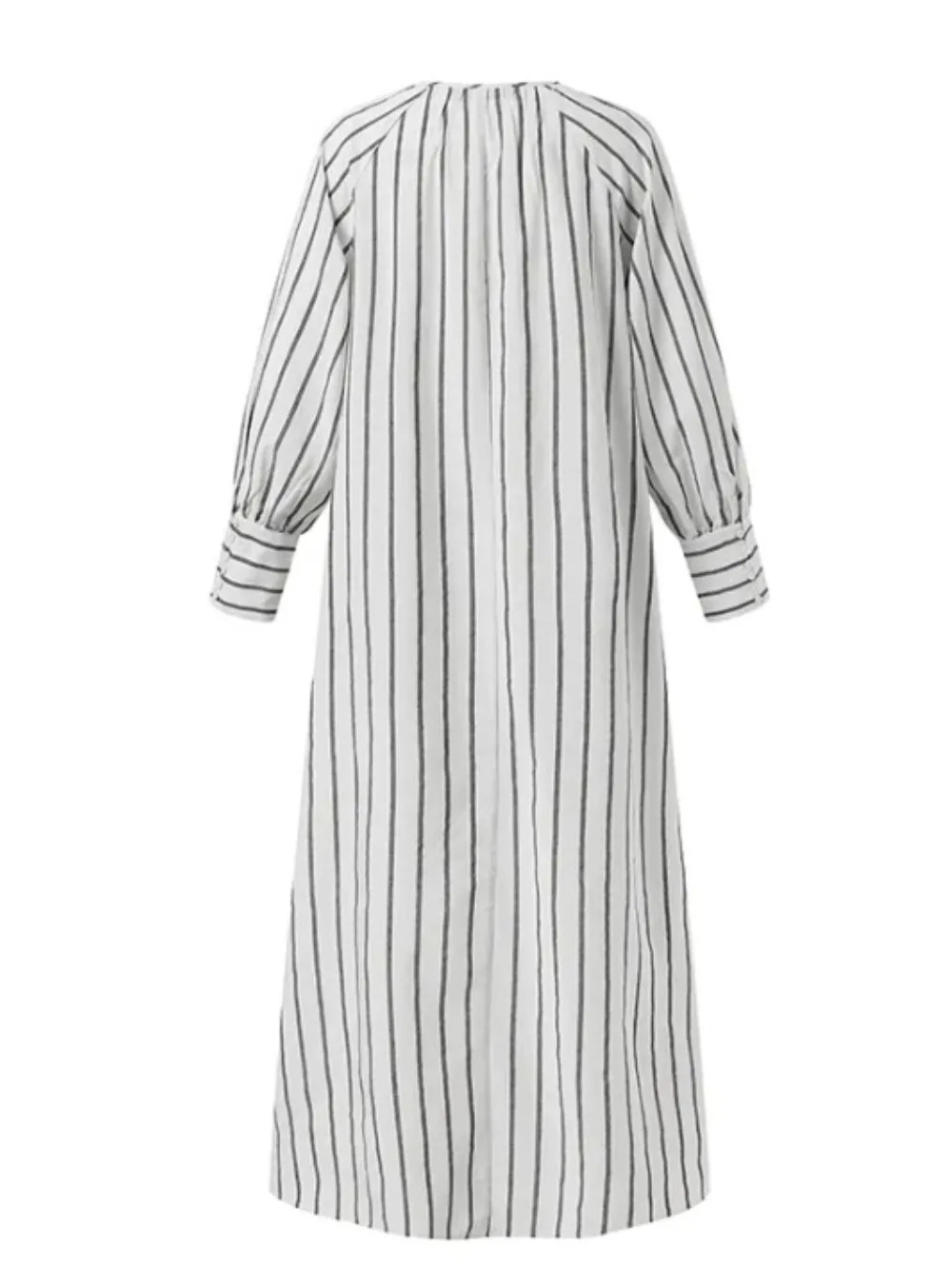 Casual Shirt Dress for Women Muslim Abaya Striped O Neck Long Sleeves Loose Woman Dresses Caftan Kaftan Vestidos Largos 2024