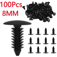 New 100Pcs Universal 8mm Auto Fastener Fit Hole Nylon Car Clips Fender Bumper Shield Retainer Plastic Rivet Car Accessories